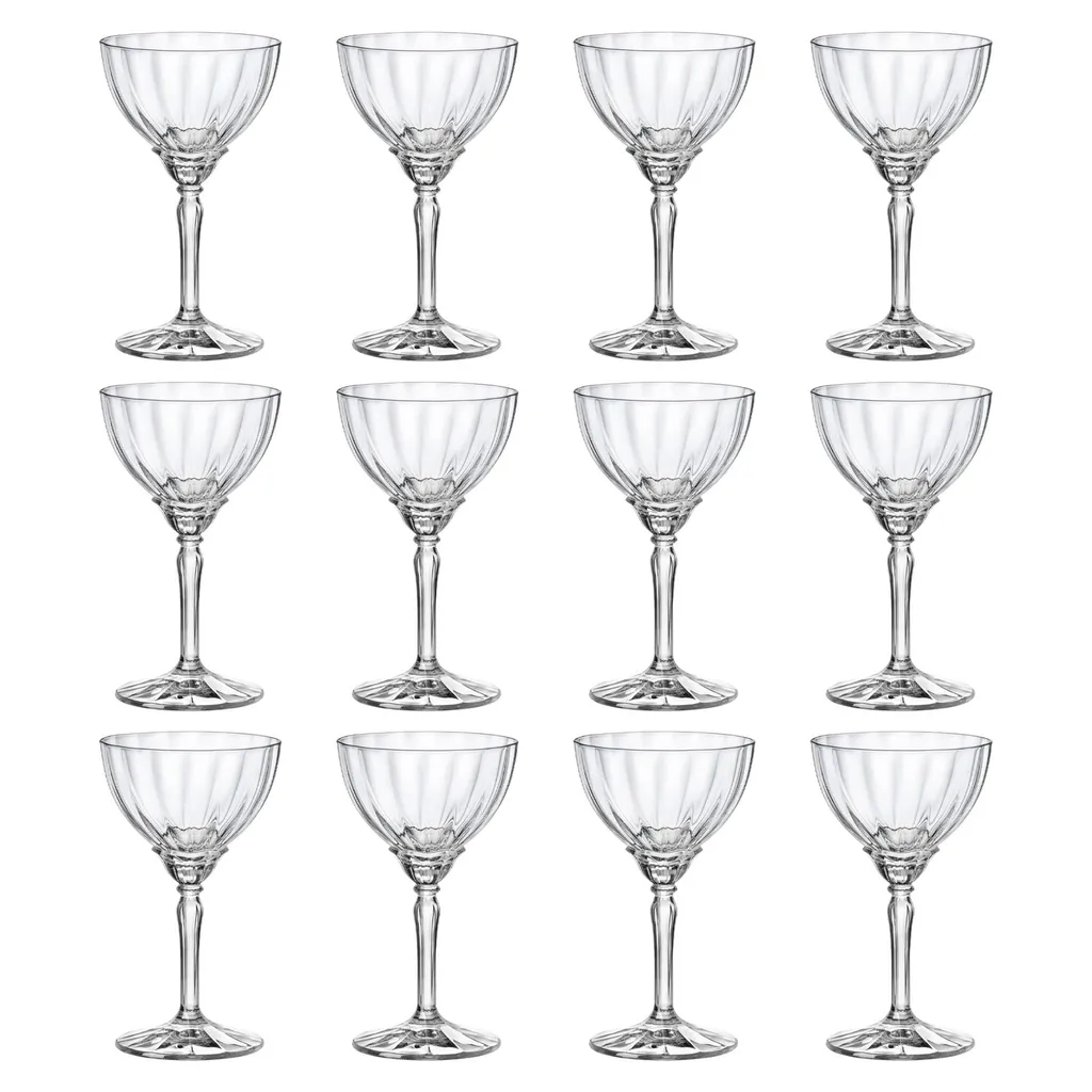 12x Klar 240ml Florian Champagner-Cocktail-Coupe - Jahrgang Glas Espresso Martini Prosecco Wein Gin Gläser Geschenkset - von Bormioli Rocco